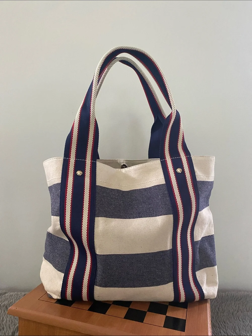 Tommy Hilfiger canvas tote bag weekender shopper stripe travel beach rugby large